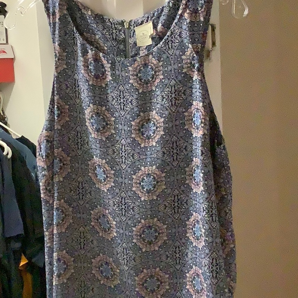 Paper Crane Navy and Peach Patterned Top